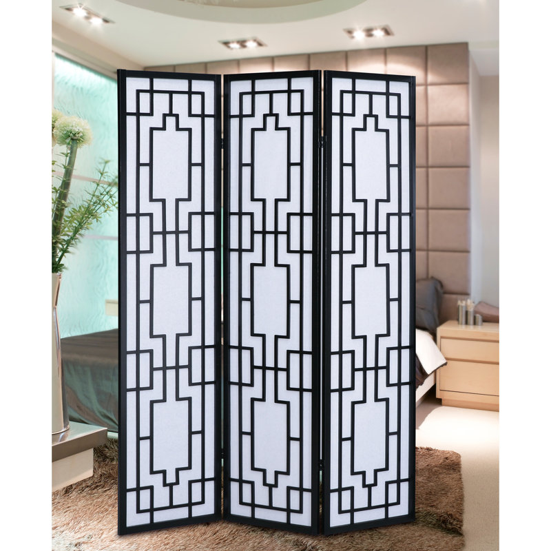 Sudoku 3 Panel Room Divider Screen, Black