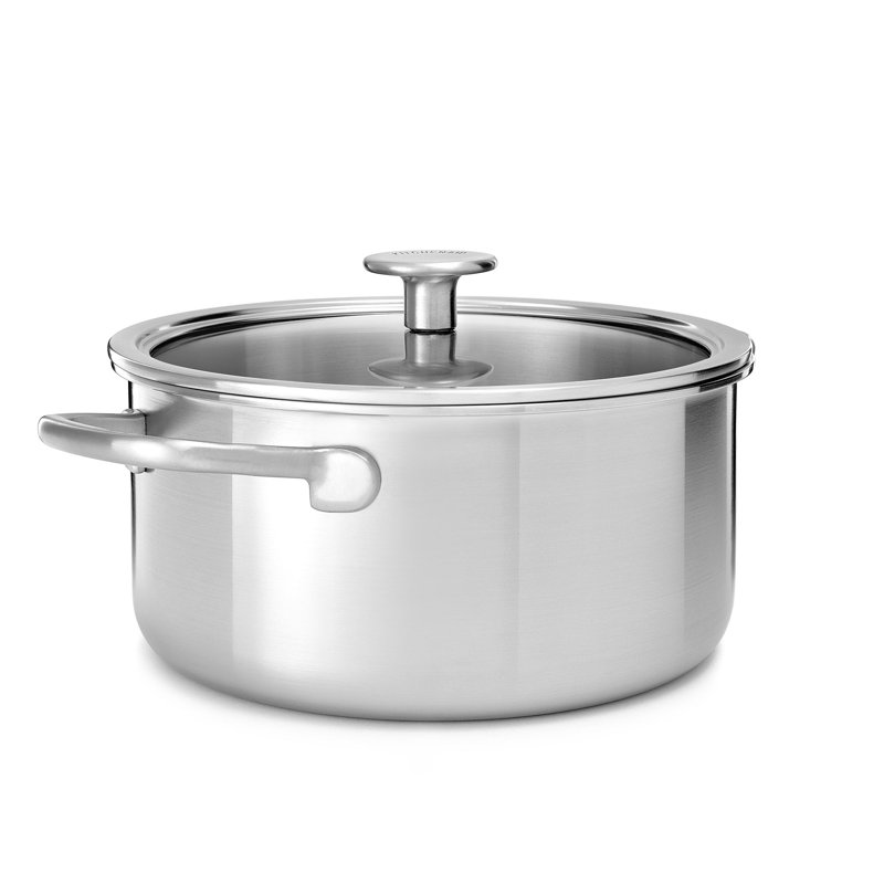 KitchenAid Multi-Ply Stainless Steel Litre Casserole with Lid, 3.11 L, 20 cm