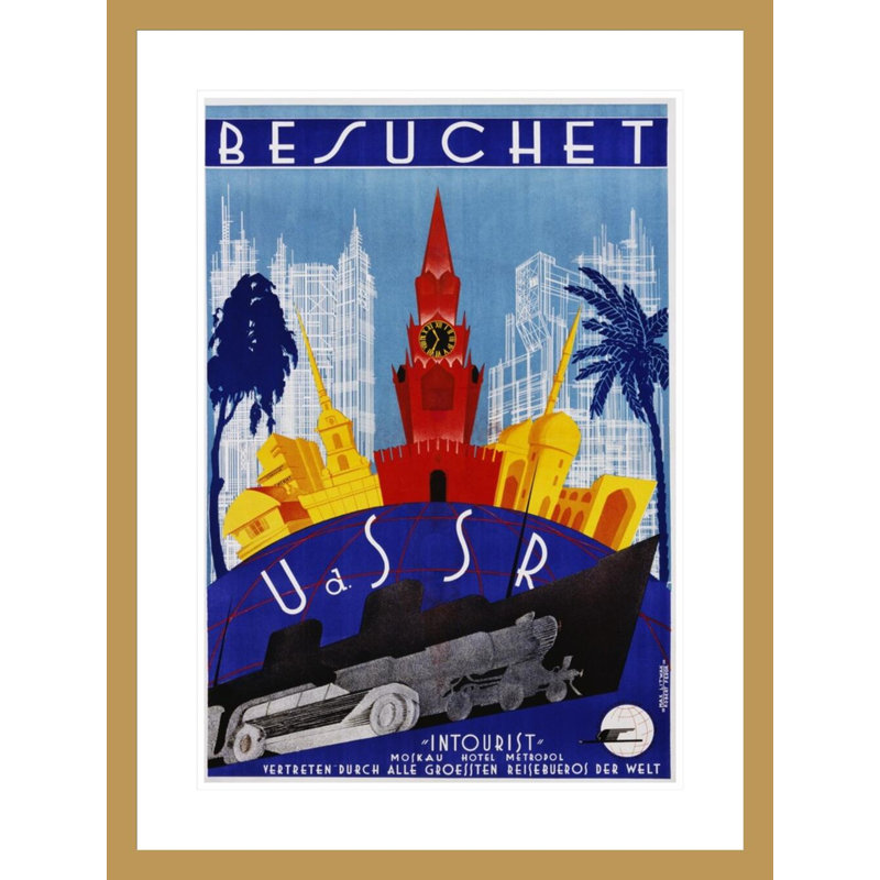 Besuchet - affiche de voyage de l'URSS par Max Litwak et Robert Fedor - impression giclée encadrée, H 29,5 po x l 22,34 po