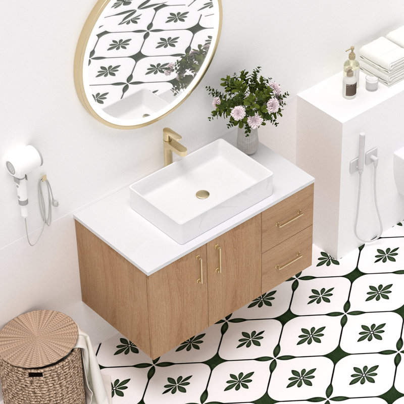 36" Single Floating Bathroom Vanity With Sink Combo