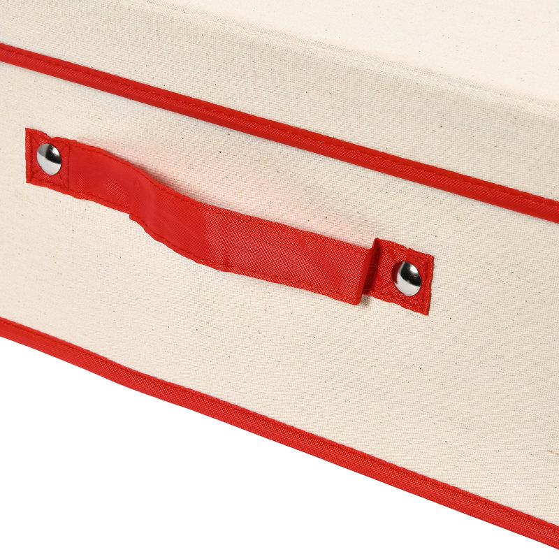 Organisateur de papier cadeau avec couvercle Maye, Naturel / rouge