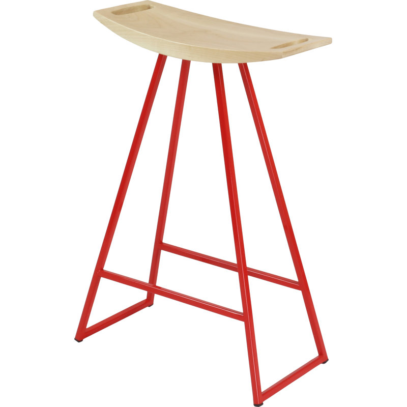 Robert Counter Stool with Metal Frame, Maple, Red, Counter Stool (24" Seat Height)