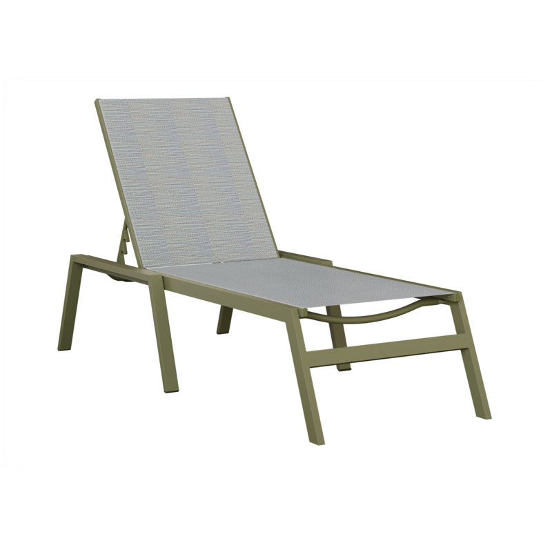 Berlin Gardens Vida Chaise Armless Lounge, Light Gray, Green Sage