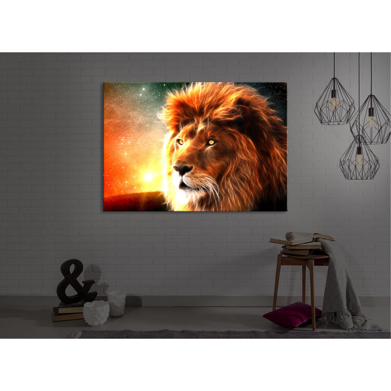 Lion Abstract by No - Wrapped Canvas Print, 40cm H x 60cm W x 4.5cm D, Without lighting
