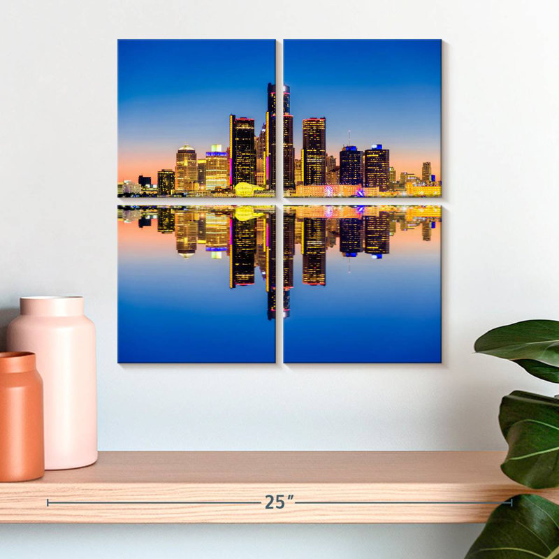 Nicci Detroit Sunset Reflection, H 18 po x l 18 po