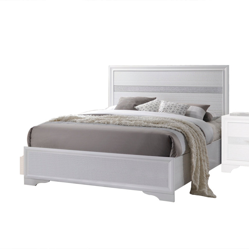Luftar Bed, Platform Bed, Bed Frame, Full, White