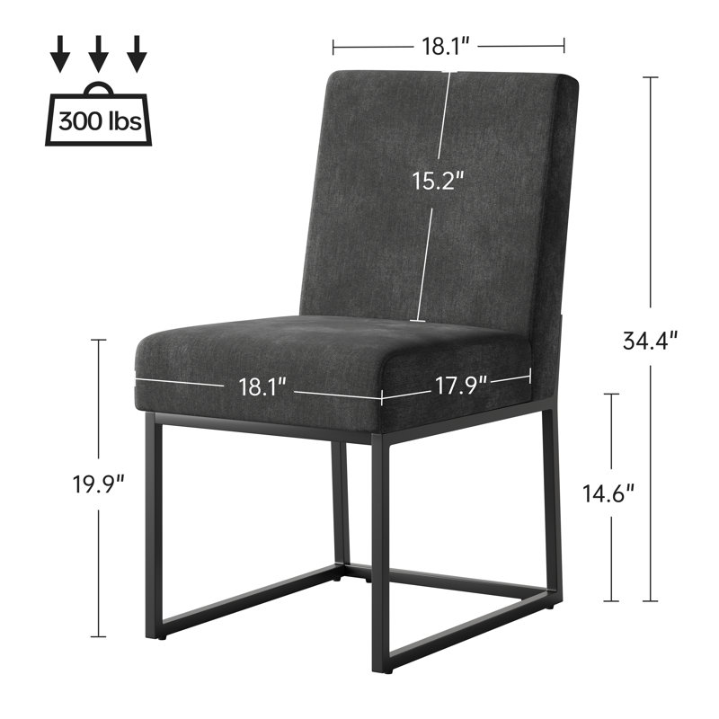  Ensemble de 4 chaises d'appoint 19,5 po en chenille, Chenille grise foncée, 4