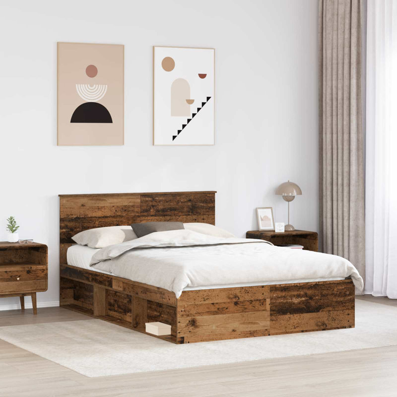 Solid Wood Bed Frame, Double (4'6), Old Wood