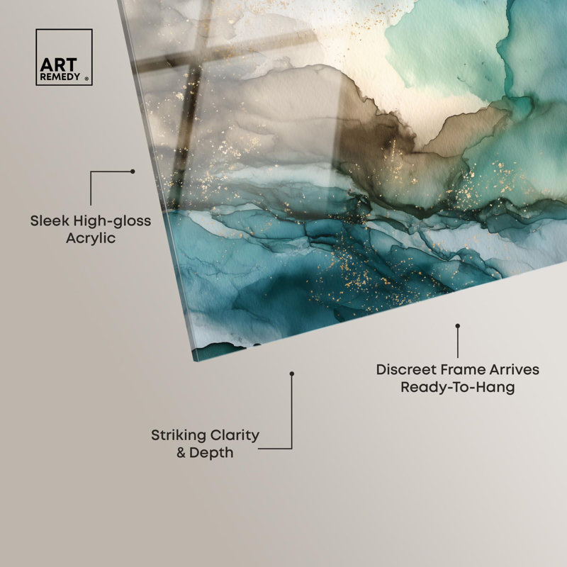 Art mural abstrait voilé en acrylique par Art Remedy, prêt à être accroché, H 10 po x l 15 po