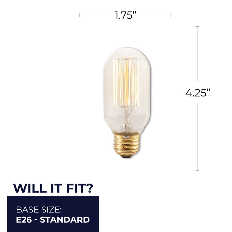 40 watts, ampoule incandescente à intensité variable T14, (E 2200K) / culot moyen (standard)