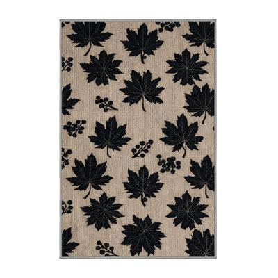  Washable Mulberry Black Fruits Area Rug