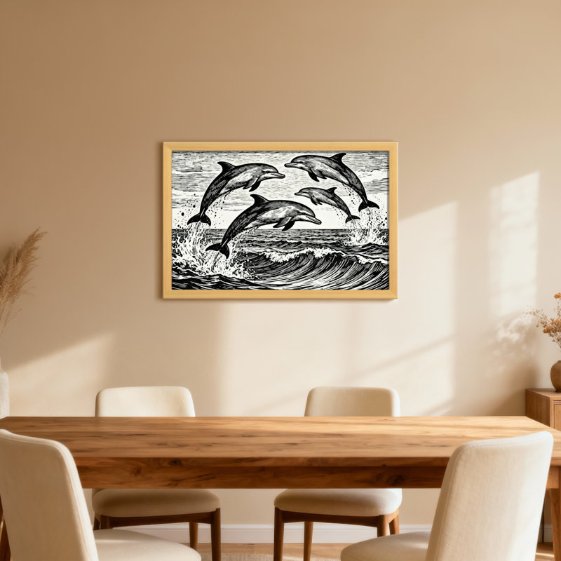 Reproduction d'art avec des dauphins, H 12 po x l 18 po, Toile tendue, Ne s’applique pas