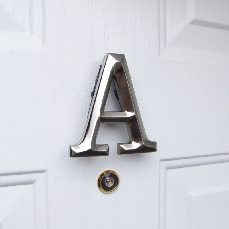 Heurtoir de porte lettre monogramme, A, Nickel