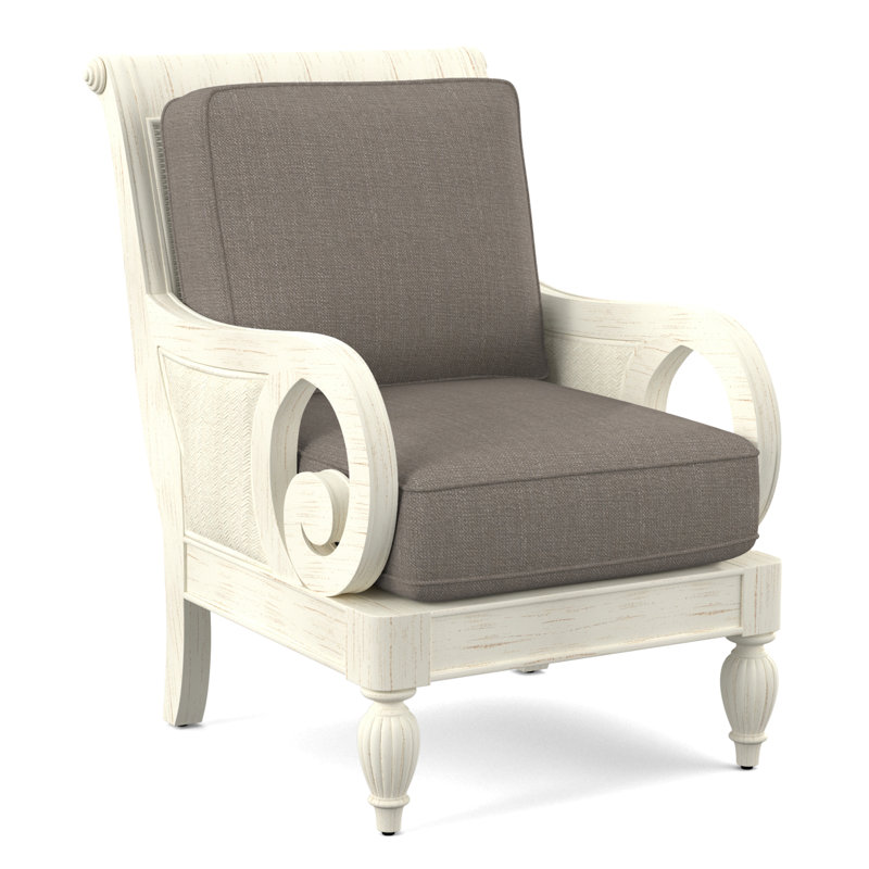 Grand View 71.12Cm Wide Armchair, Stone Crypton Performance; 0884-83, Antique Frost White Finish