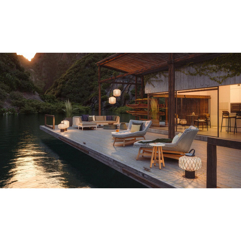 Mbrace Outdoor Teak Chaise Lounge, Natural Off White, Sea Salt
