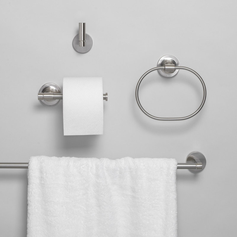 Ensemble de quincaillerie de salle de bain 4 pièces Avalon - 9024-Kit-RD, Nickel satiné