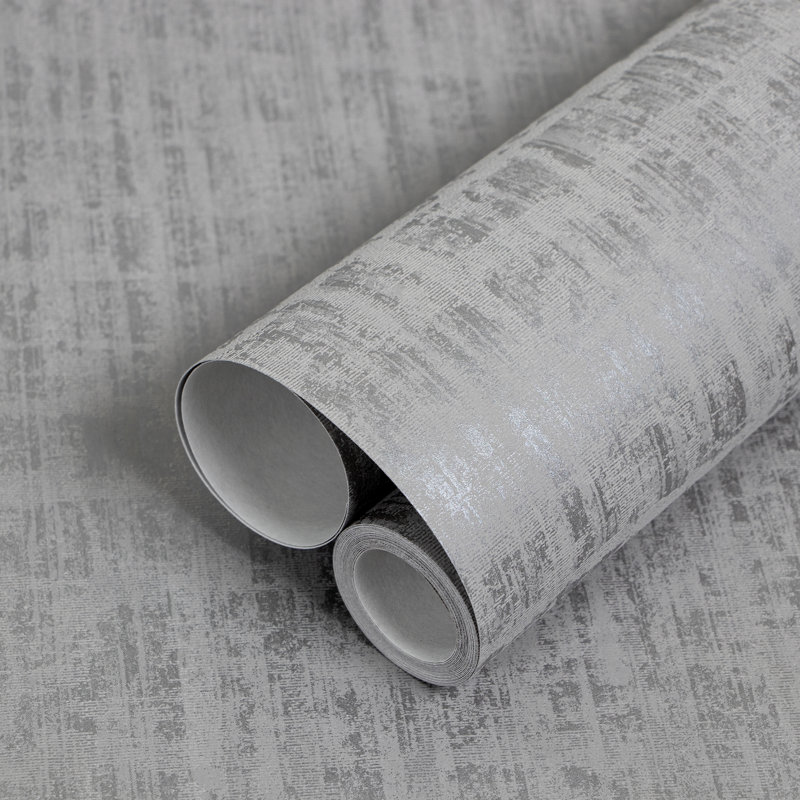 Adonea Zeus Textured Metallic 33' L x 21" W Wallpaper Roll, Silver