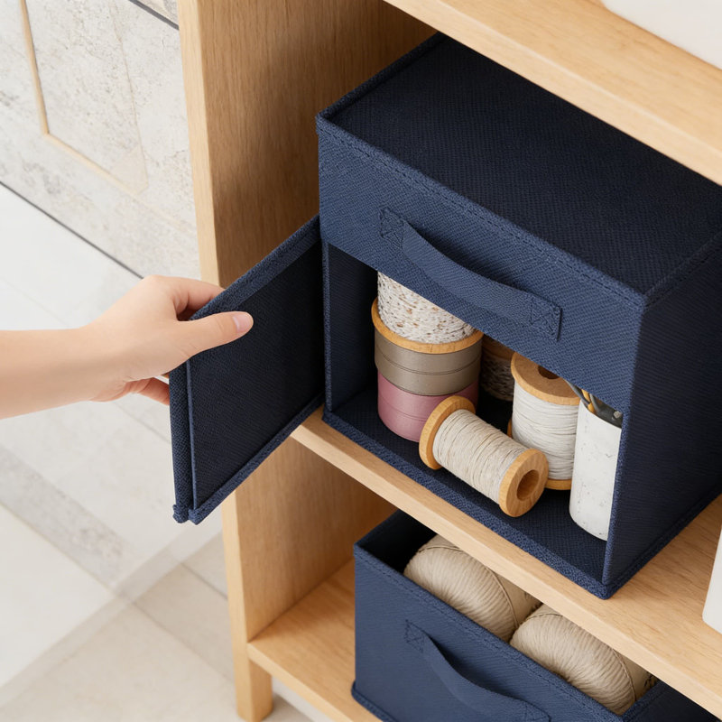Bacs de rangement avec fenêtre et poignées, paquet de 6 bacs de rangement pliables en tissu pour rangement pour placard, tablette, salon et bureau