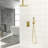 16 Inch Square Dual Shower Head - Gold System With Rainfall Experience And Holder Easy Installation Kit-127299588