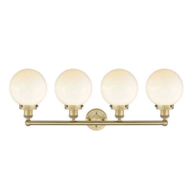 Alphonsa 4 - Light Dimmable Vanity Light, Matte White, Brushed Brass