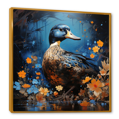 «Blue Duck Midnight Ponder II», art mural canard