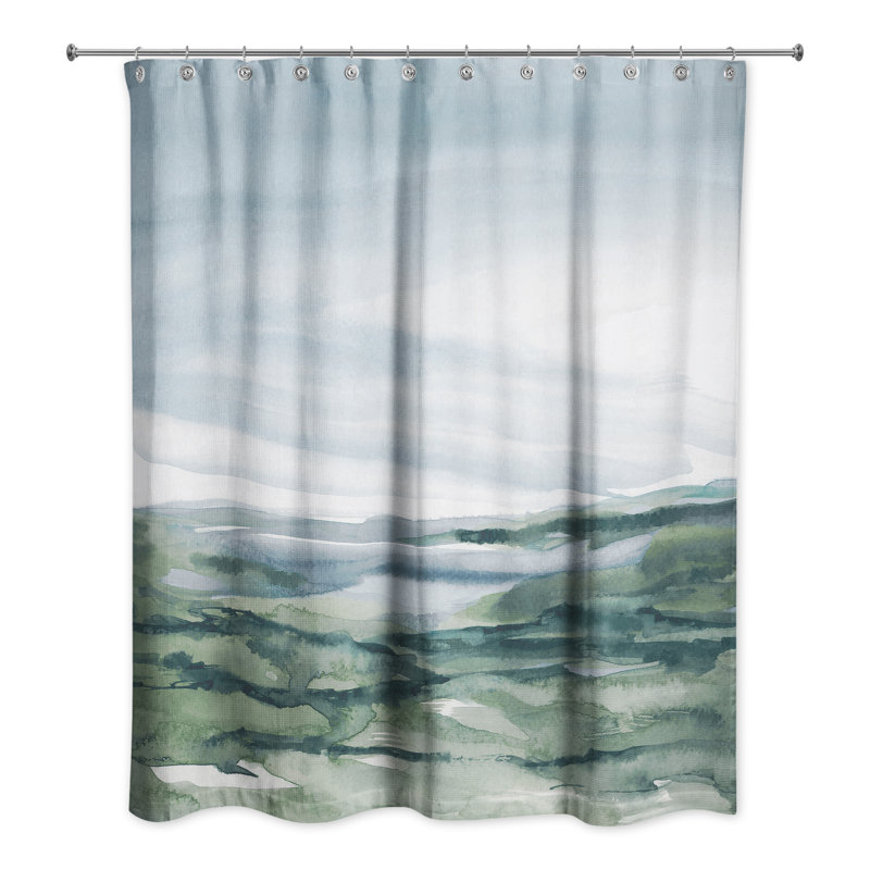 Rideau de douche bleu marine et vert