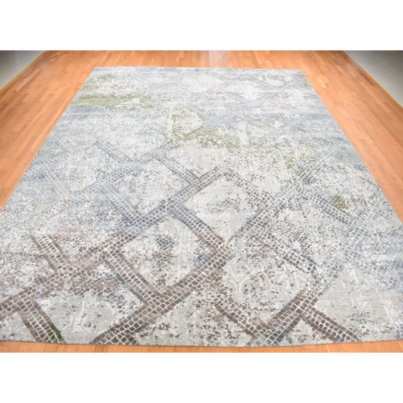 Tapis gris nouvel âge en soie 12 pi 3 po x 15 pi 3 po Sonoma