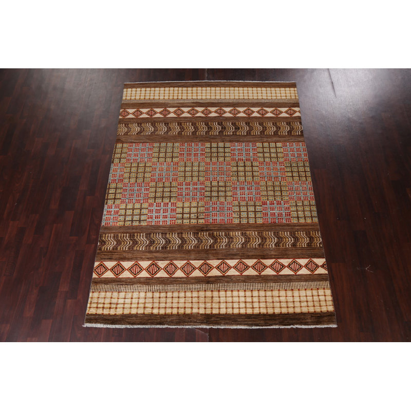 Tapis oriental à motif de légumes Gabbeh 7 x 9