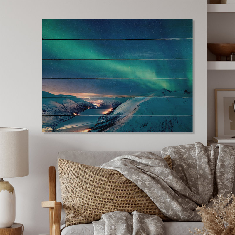 Northern Lights In Alaska I sur impression sur bois, H 10 po x l 20 po x P 0,78 po