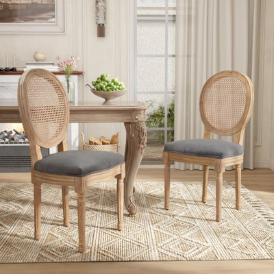 Ensemble de 8 chaises de salle à manger style français avec dossier en rotin rétro