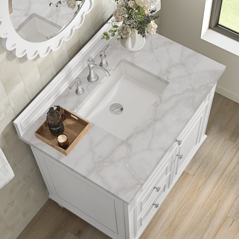 Lorelai 36 in. Single Vanity, Bright White, Victorian Silver, 8" Widespread