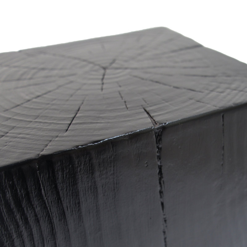 Wood-Look Square-Column MGO End Table, 33.75" H x 14.5" W x 14.5" D, Black