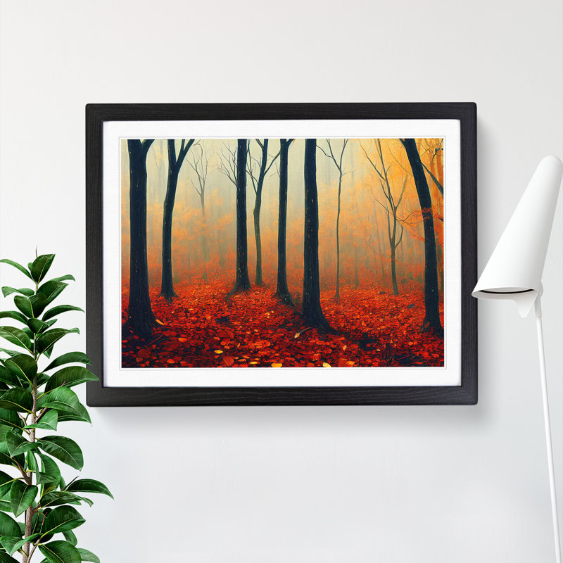 XH1022-7648X Seductive Autumn Forest - Single Picture Frame Painting, 25cm H x 34cm W x 2cm D, Black 