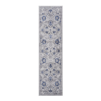 Collection 2X8 Blue / Silver / Oriental Runner Rug