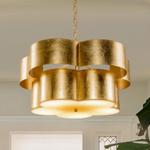 Modern 20" Brushed Brass 5-Light 2-Tier Drum Chandelier