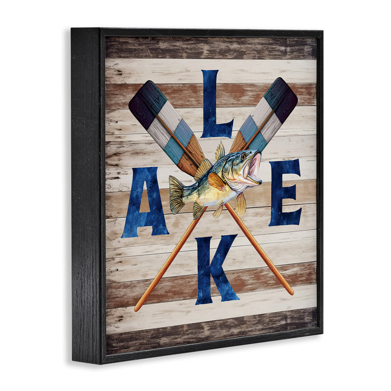 «Rustic Lake Boat Oars», estampe numérique, conception par Nicole DeCamp, Giclée encadrée noir minuit, H 24 po x l 24 po