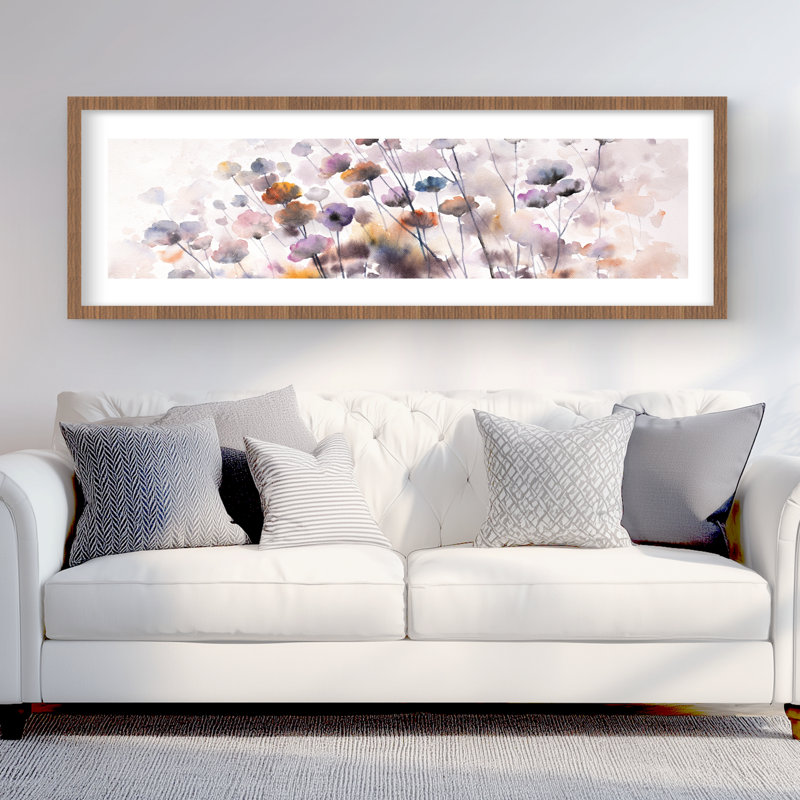 Motif floral de fleurs sauvages mauves | Décoration intérieure, H 60 po x l 20 po, Brun