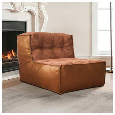 Pouf rembourré moderne, canapé d'appoint confortable en tissu duveteux avec mousse haute densité, fauteuil de lecture idéal pour le salon ou la chambre.