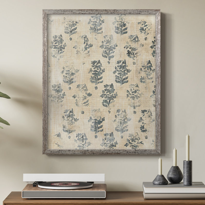 Vintage Blockprint I Framed Print - Solid Wood, 11" H x 9" W
