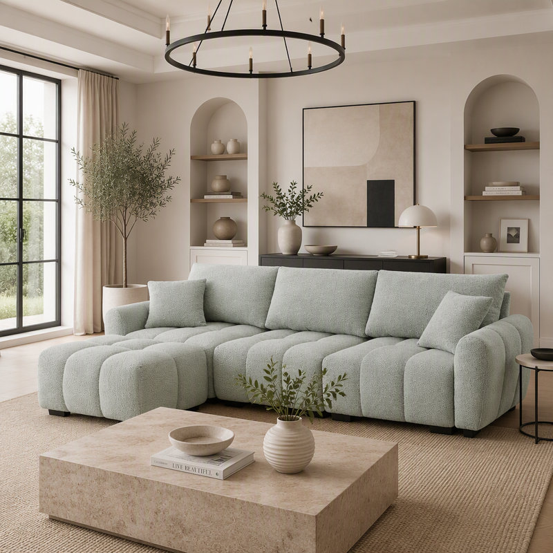 110" Modular Sectional Sofa, Light Green