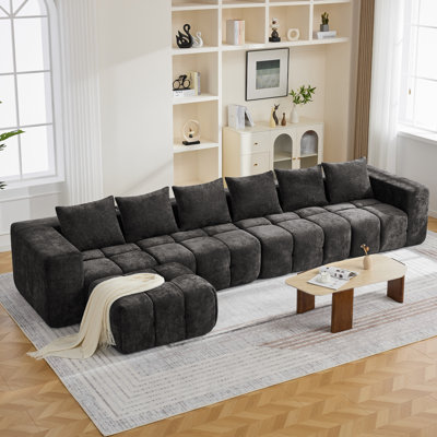 Boneless Modular Sofa Set With Ottoman, Compressed No-Frame Sectional