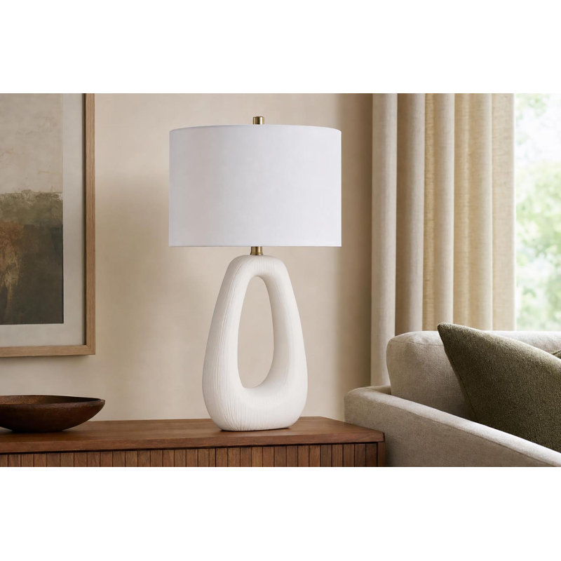 Lampe de table en céramique Serenity Loop - blanc texturé - ensemble de 2