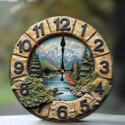 Horloge murale en pierre Mountain River