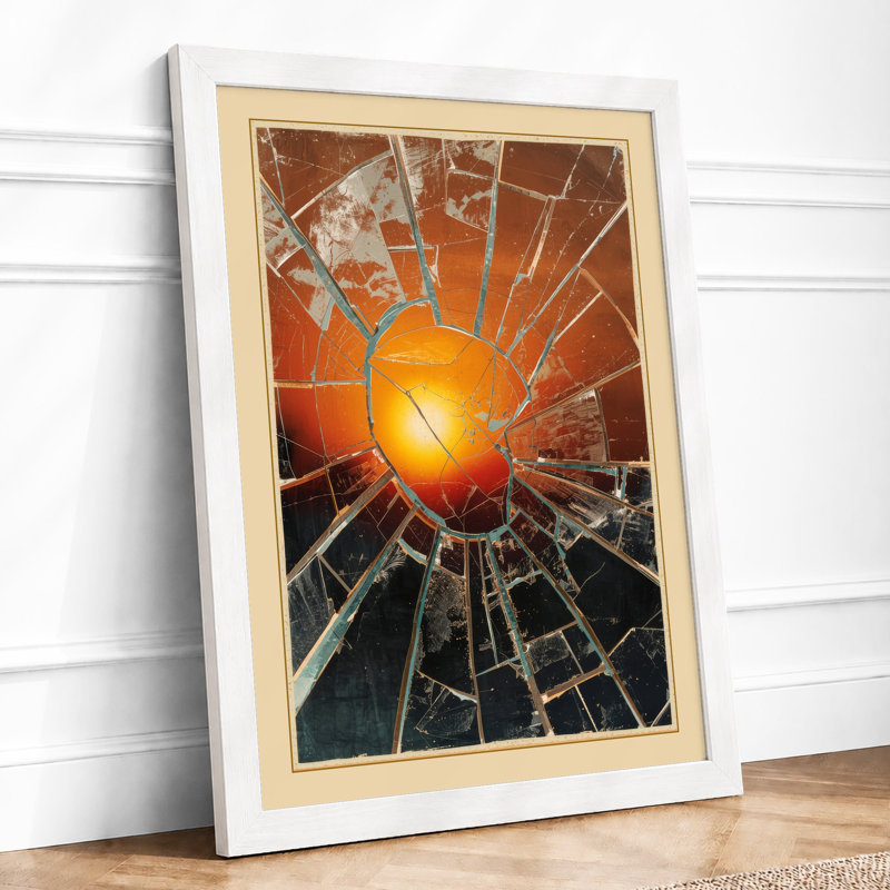 Radiant Sun Geometric - Framed Print, A2 - 59.4 x 42.0 cm, White