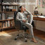 Fauteuil de bureau pivotant en simili cuir COLAMY Verso, fauteuil de bureau ergonomique à dossier moyen avec support lombaire, réglage de la hauteur, fonction berçante douce et roulettes pour le bureau personnel, noir-131447157