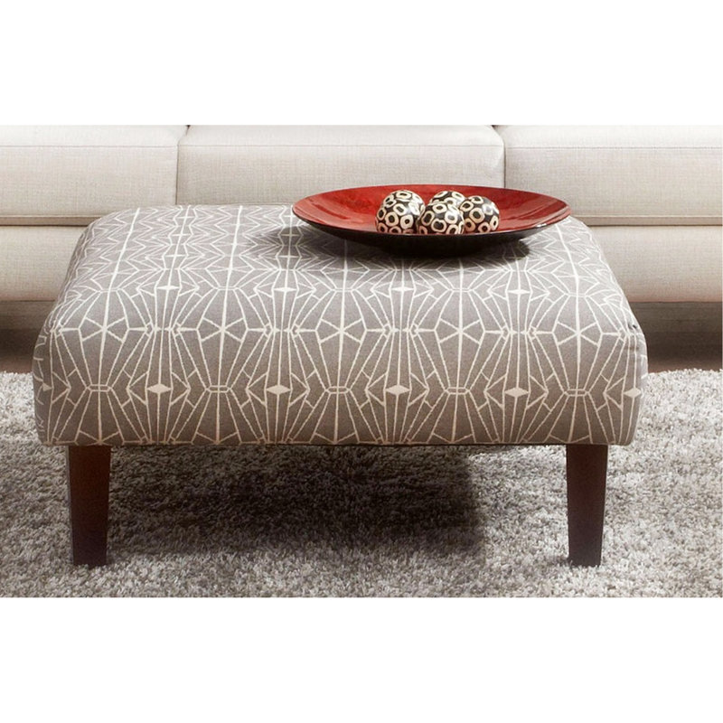 Contemporary Square With Triangle Pattern Upholstery, High - Density Foam, Neutral Finish, 36"L X 36"W 17"H, Middle Leg Support, 1Pc