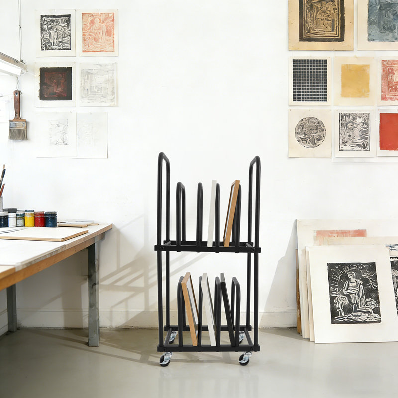 Organisateur mobile sur toile à deux niveaux pour studio d'art, Noir