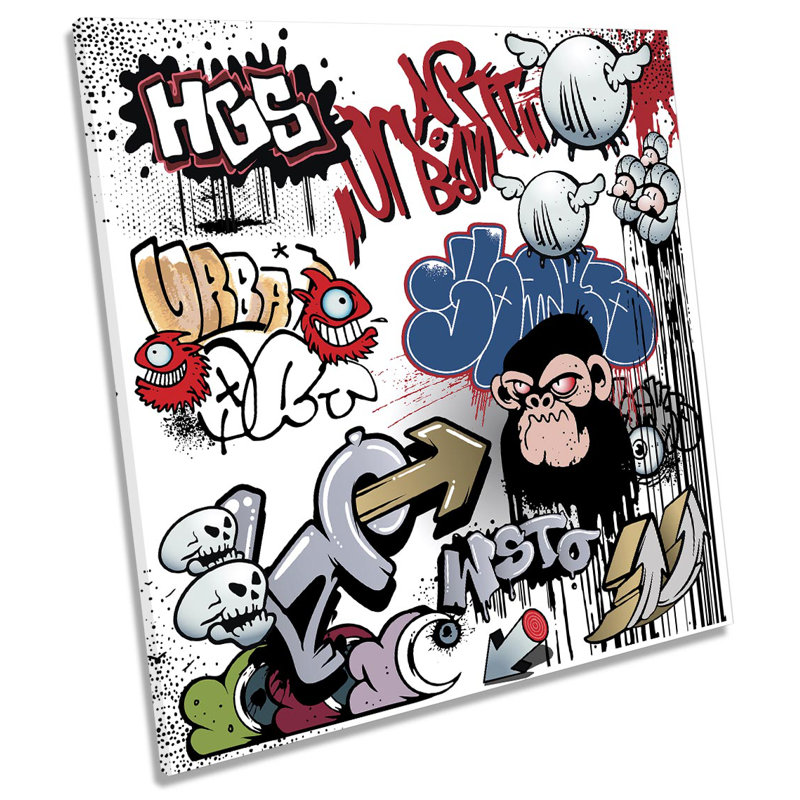 Z2285 Graffiti Modern Urban - Wrapped Canvas Print, 91.4cm H x 91.4cm W x 4cm D