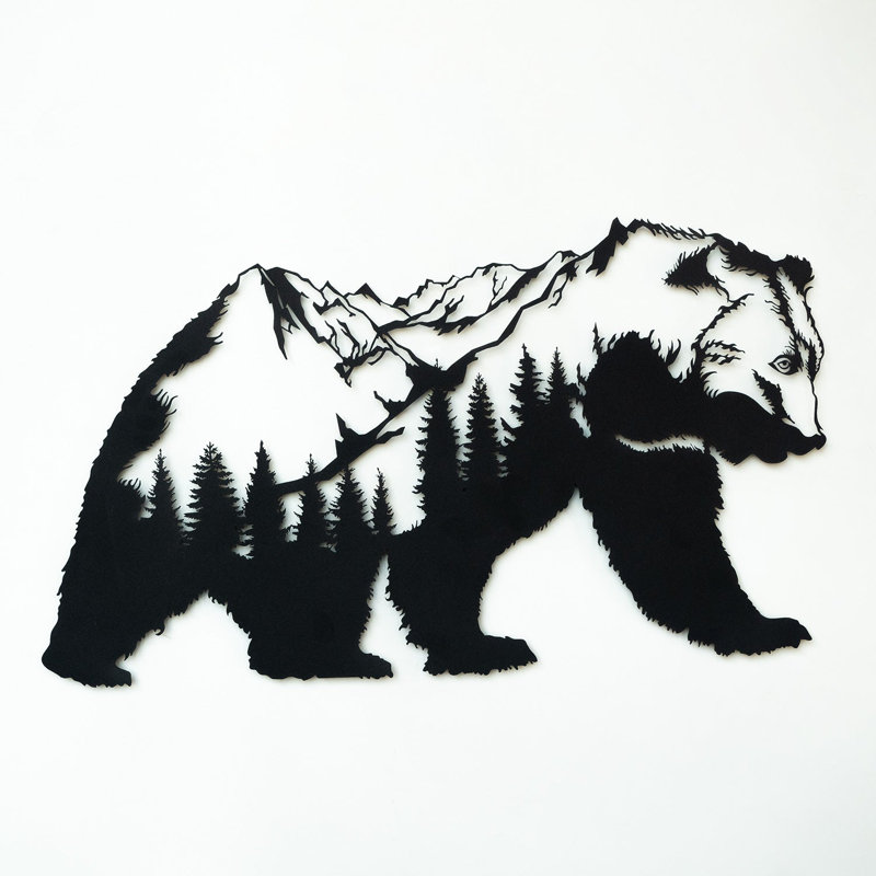 Décoration murale ours en métal, H 17 po x l 27 po x P 1 po