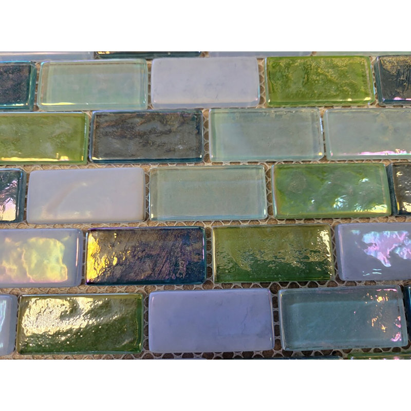 Carreau de mosaïque linéaire en verre 1 po x 2 po Bahamas